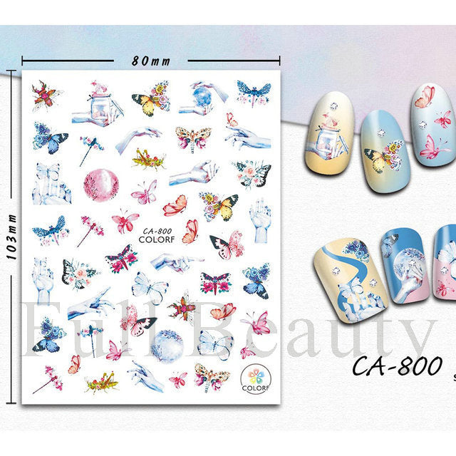 Glamorous Spring Rose Flower Tulip Adhesive Nail Stickers