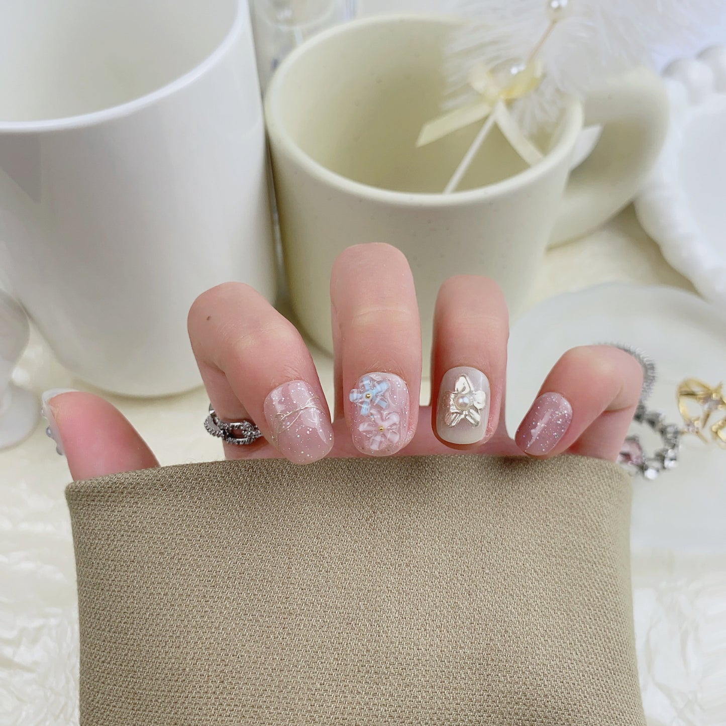 Flower Small White High-grade Wearable Beauty Nail Stickers