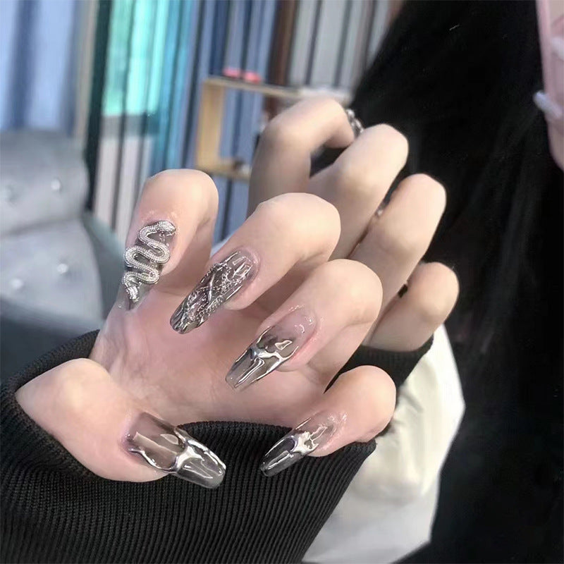 Ornements en alliage Serpent Métal Foncé Rétro Punk Soins des ongles Nail Art