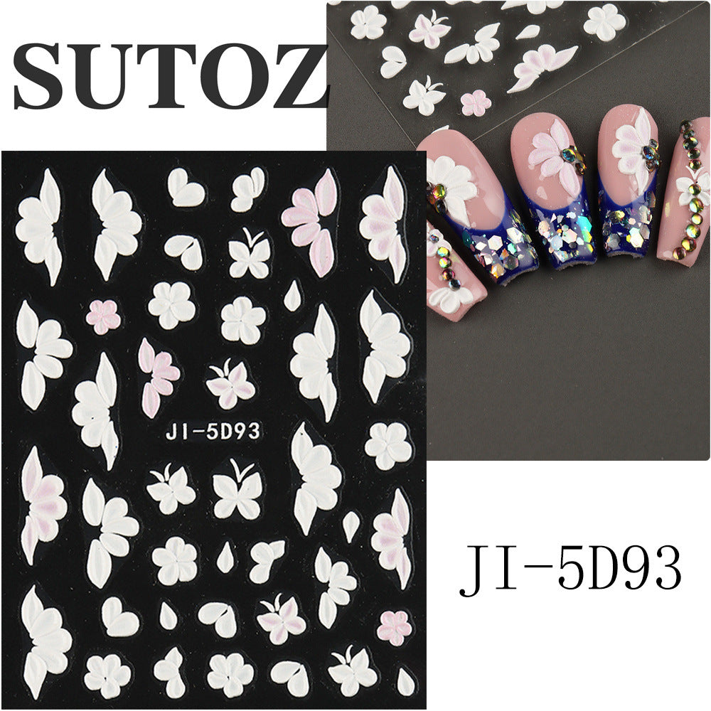 Relief Winter Sweet Fresh Peach Blossom Nail Stickers