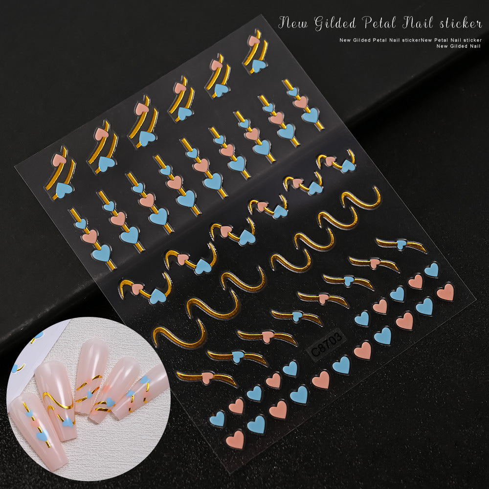 Gilding Colored Flowers Cute Light Luxury Nail Stickers