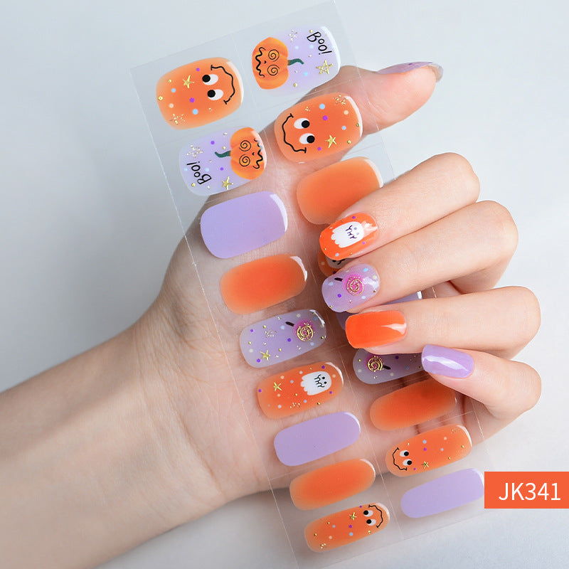 Autocollants pour ongles en gel lumineux en papier pour Halloween