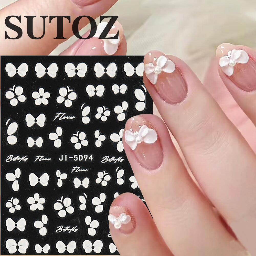 Relief Winter Sweet Fresh Peach Blossom Nail Stickers