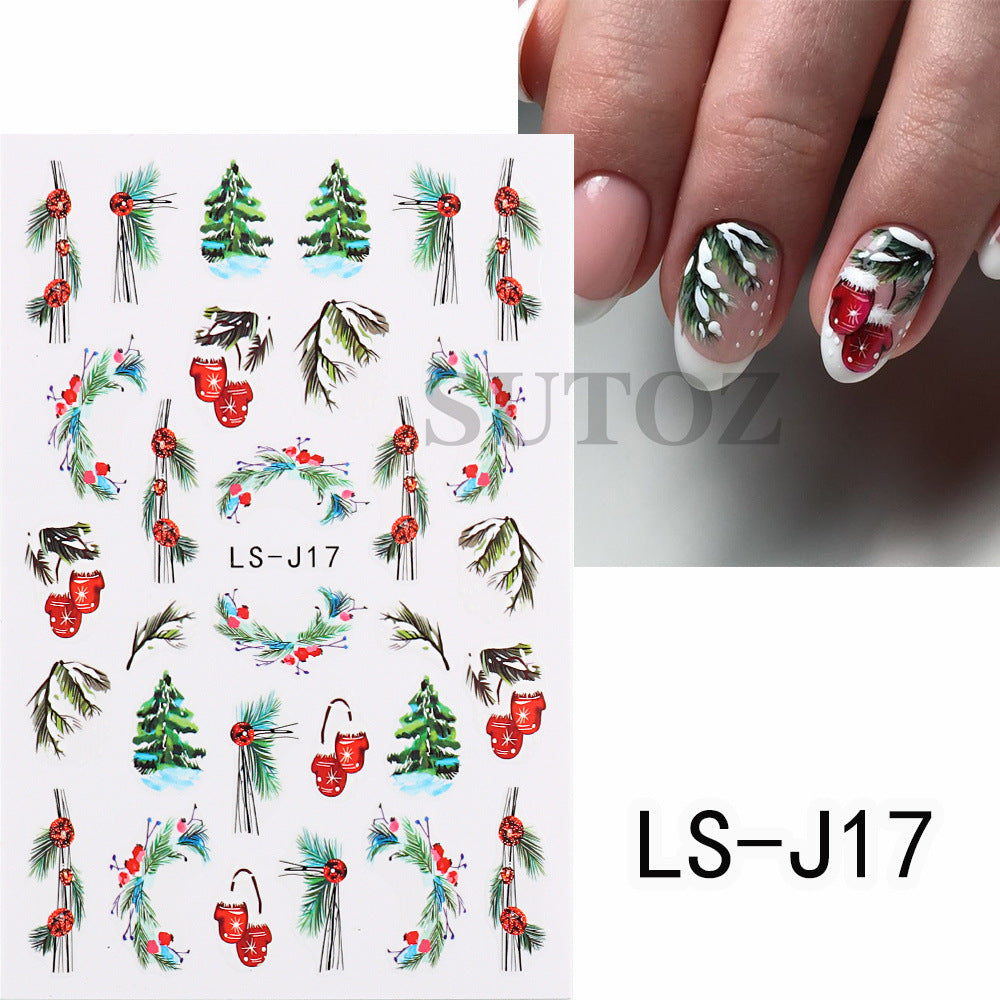 Manicure Cartoon Christmas Tree Gloves Bell Nail Stickers