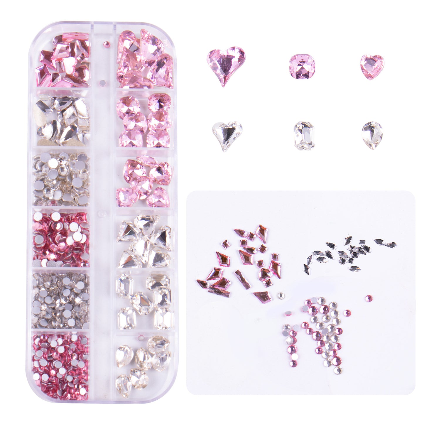 Coffret de bijoux de manucure en grille, ensemble mixte de soins des ongles, nail art