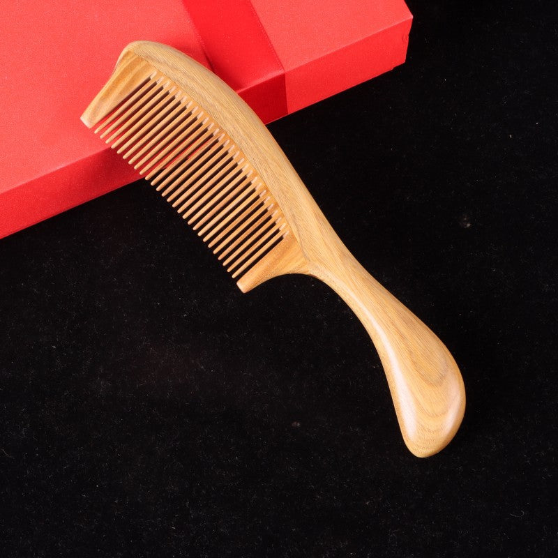 Brosses et peignes à cheveux ronds en bois de type grand naturel avec manche et dents fines