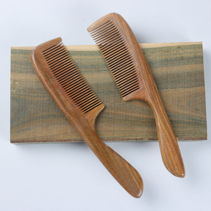 Brosses et peignes à cheveux ronds en bois de type grand naturel avec manche et dents fines