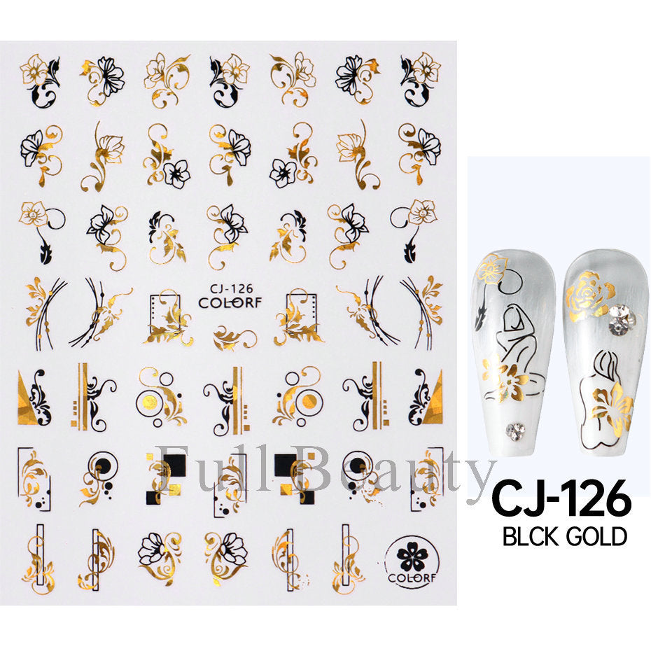 Durable Golden Moon Line Series Adhesive Nail Stickers