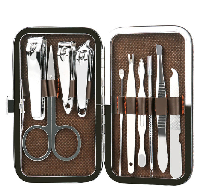 Ensemble d'outils de manucure en acier inoxydable avec ciseaux et coupe-ongles