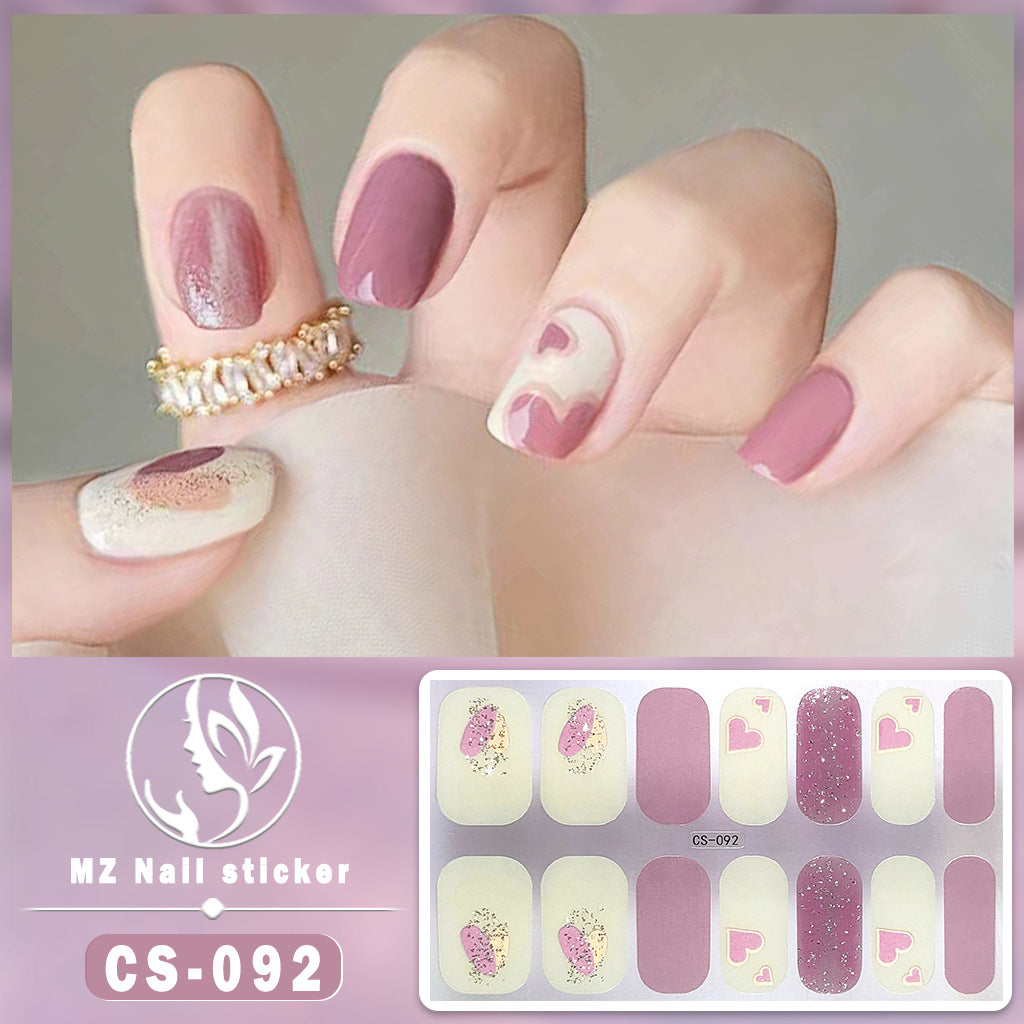 Autocollants pour ongles en gel imperméables avec motif floral à carreaux