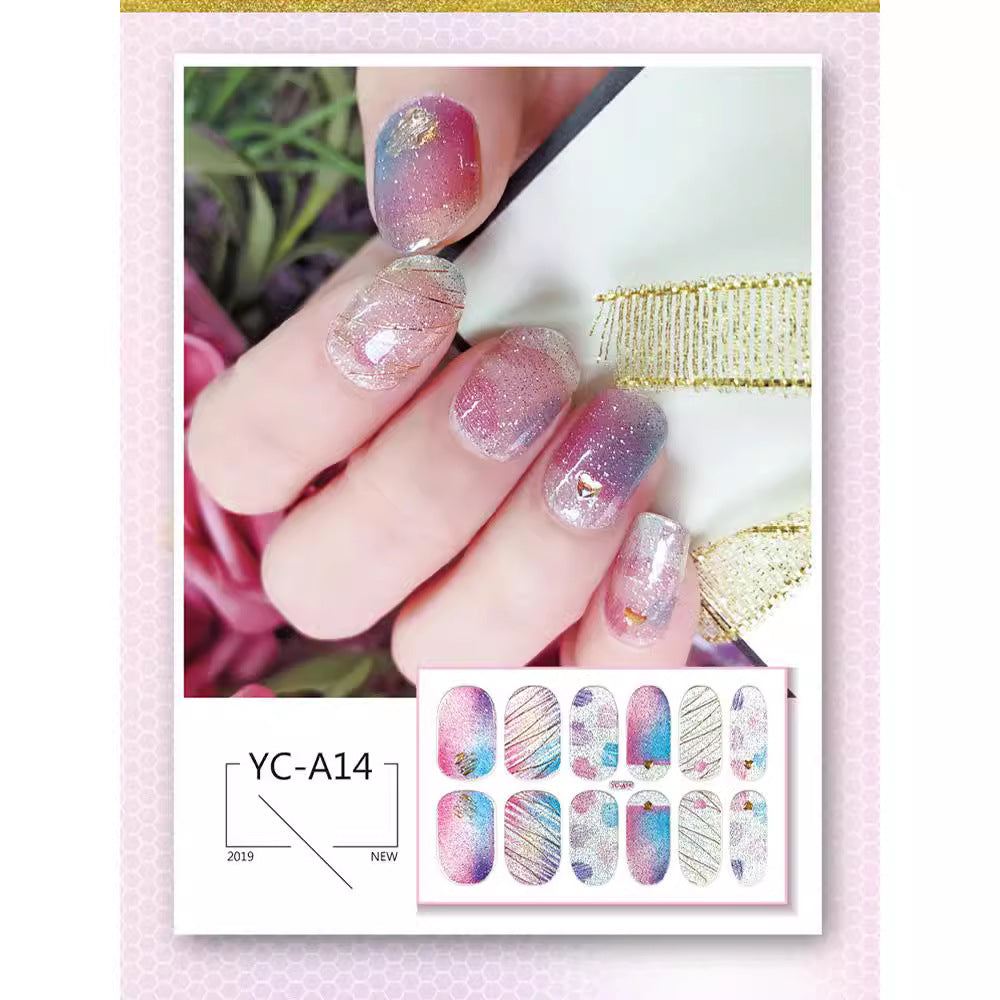 Glitter Bronzing Gradient Full Retro Chinese Nail Stickers