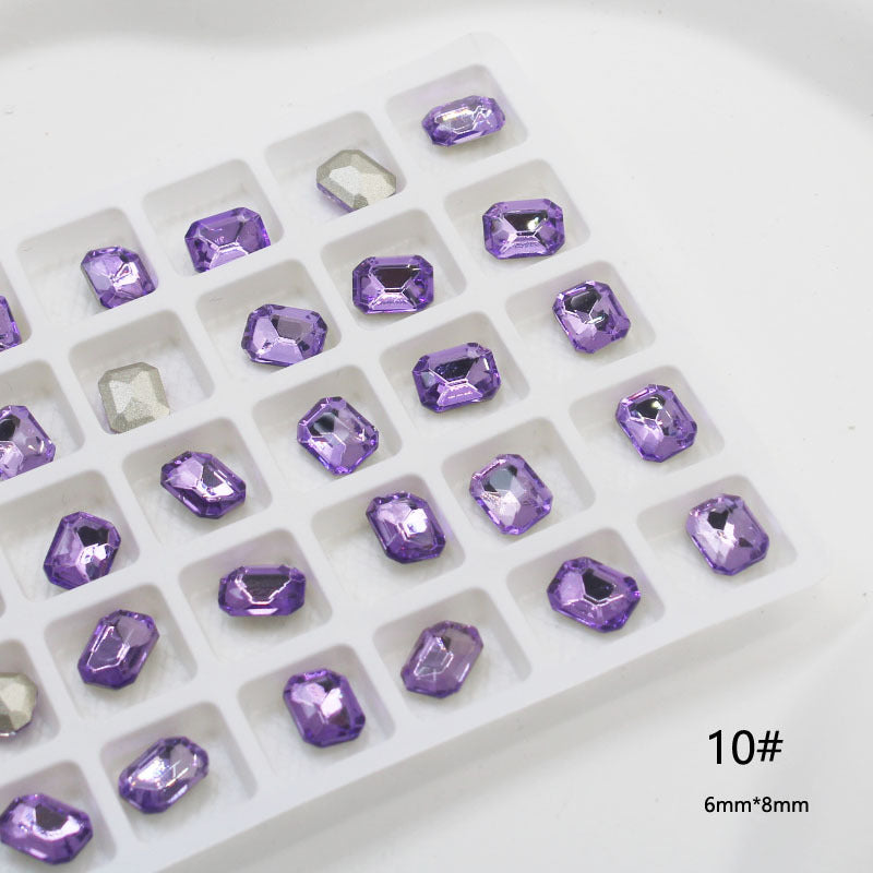 Crystal Purple Pointed Bottom Fancy Shape Diamonds Super Nail Care Nail Art