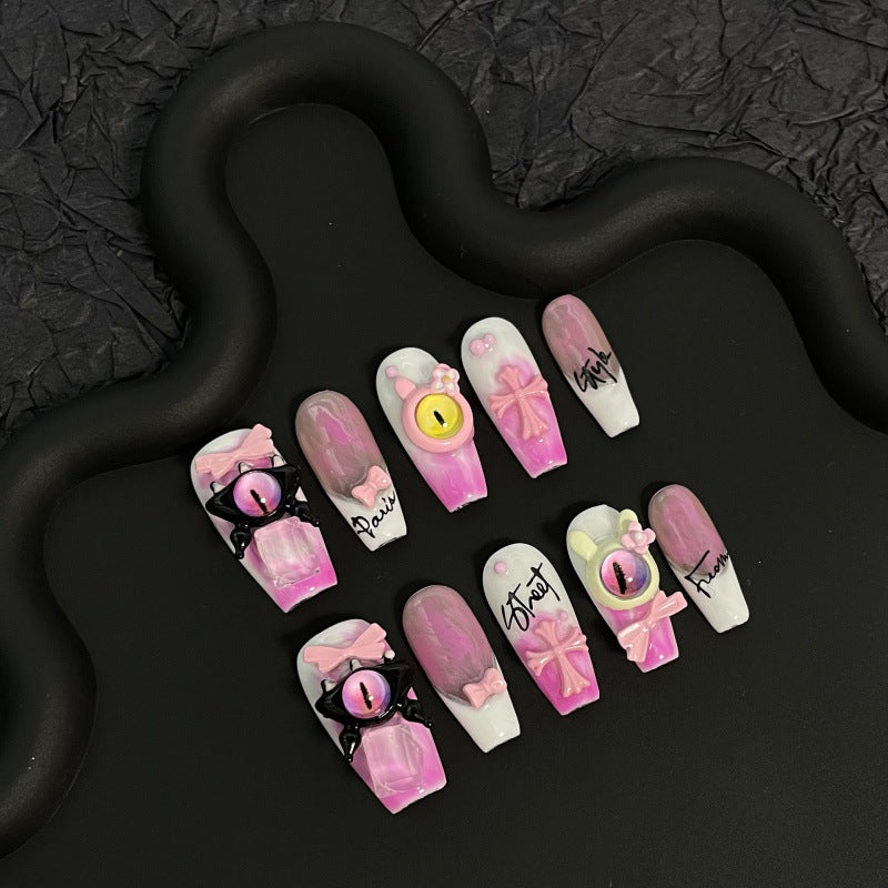 Short Nude Color Blooming Tips Finished Nail Stickers