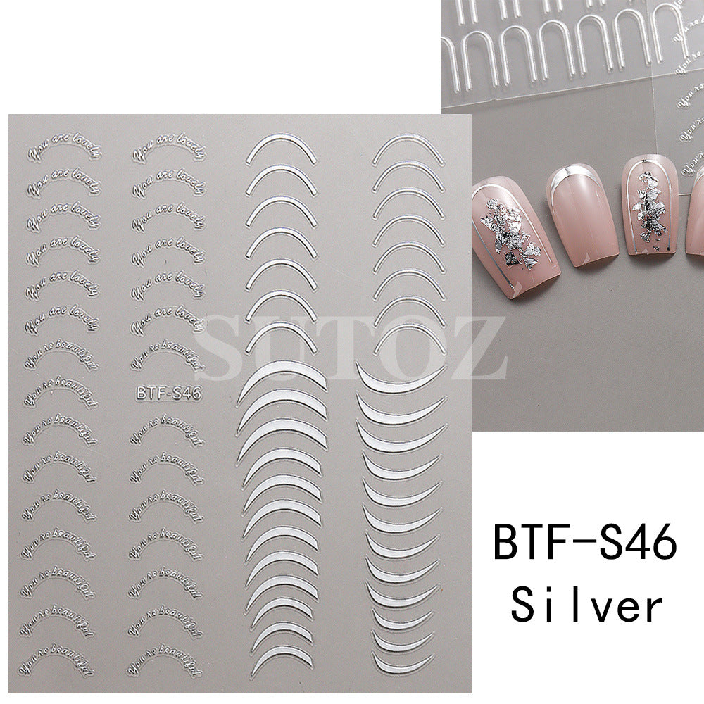 Gold Sier French Crescent Line Styling Nail Stickers