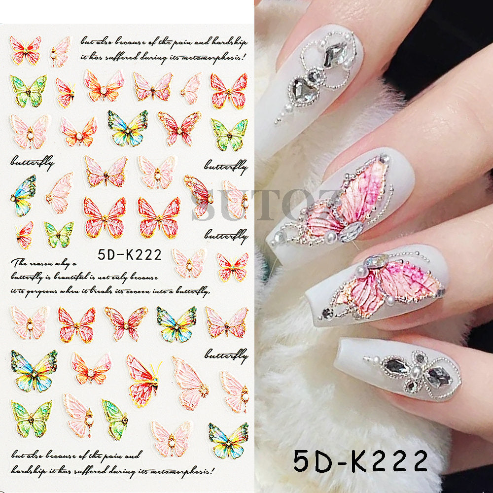 Paper Summer Sunflower Peony Tulip Three-dimensional Nail Stickers