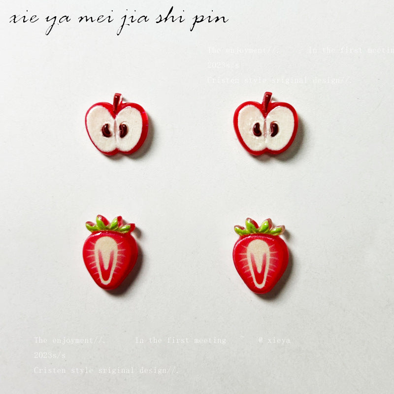 Barrettes de fruits de dessin animé, ornements de fraises et de pommes, soins des ongles, nail art