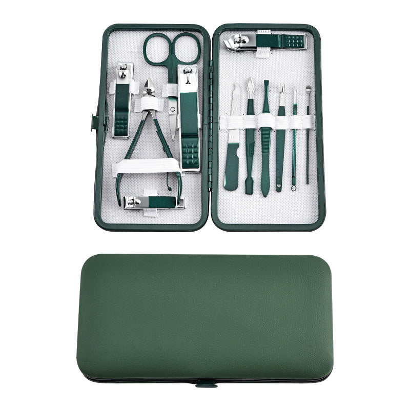 Ensemble complet de coupe-ongles en acier inoxydable vert foncé