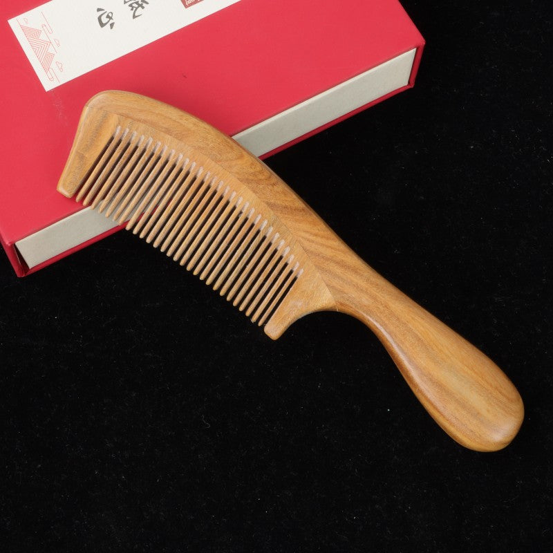 Brosses et peignes à cheveux ronds en bois de type grand naturel avec manche et dents fines