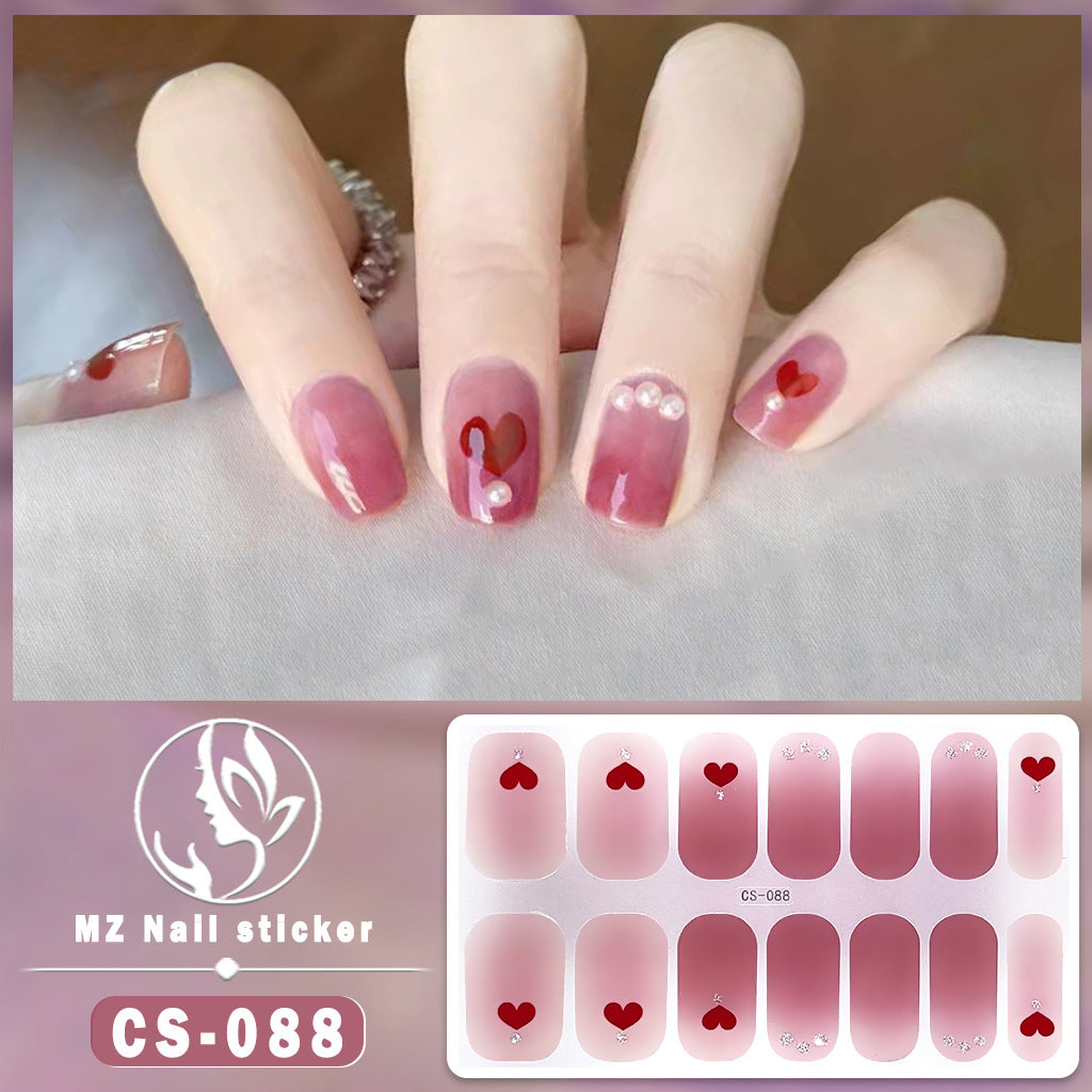 Autocollants pour ongles en gel imperméables avec motif floral à carreaux