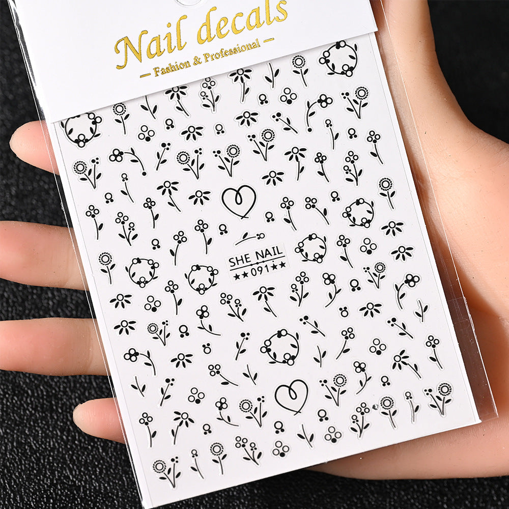 Cardboard Style Beautiful Laser Sier Heart-shaped Nail Stickers