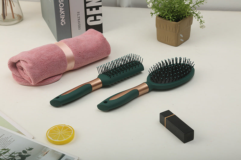 Brosses et peignes à cheveux blancs bouclés à ions négatifs pour femme avec coussin de massage vert foncé