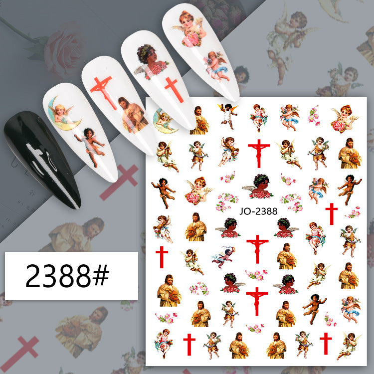 Retro Virgin Little Pattern Cupid Angel Nail Stickers