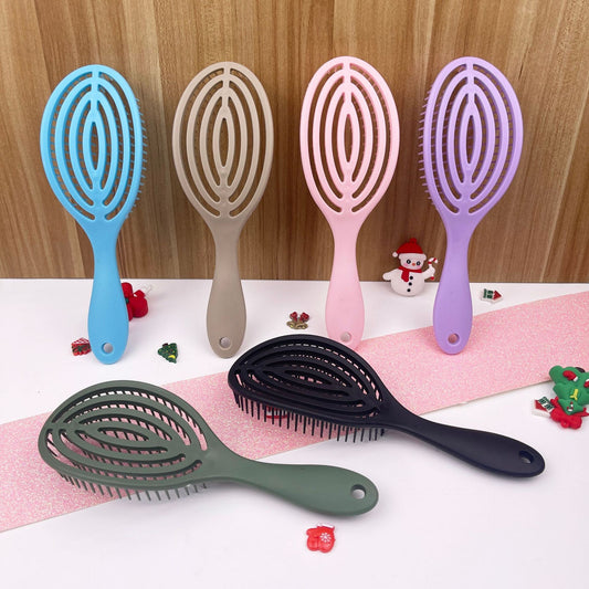 Women's Hollow Massage Fluffy Incense Macaron Color Hair Brushes & Combs