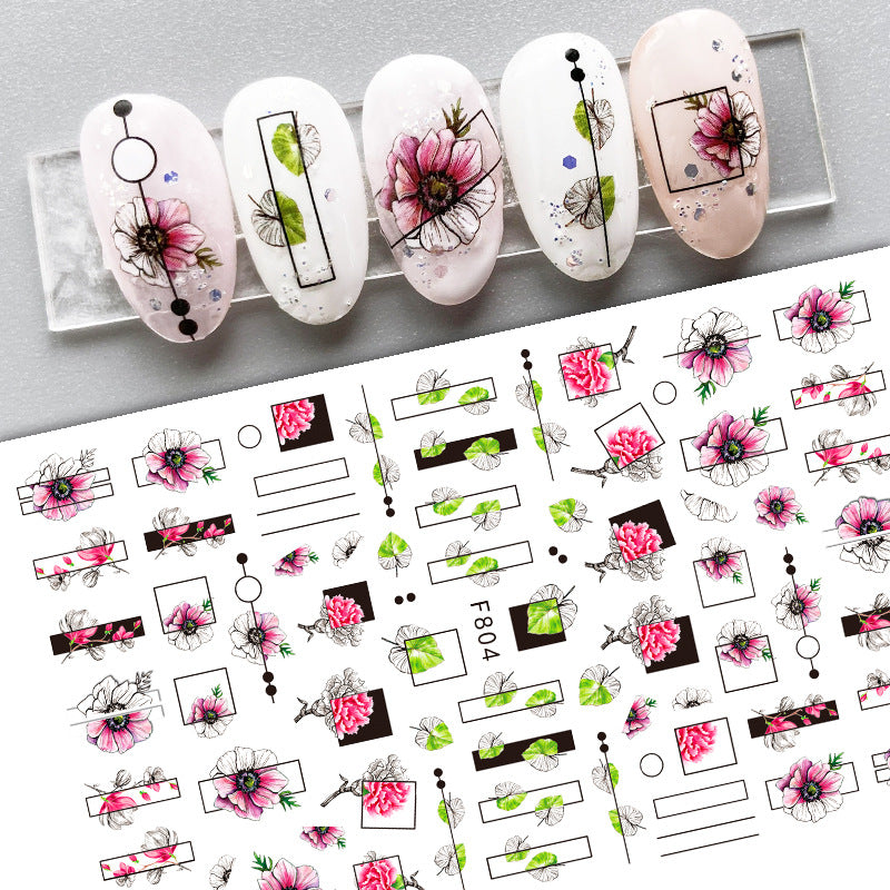 Personalized Artistic Flower Head Portrait Bee Nail Stickers