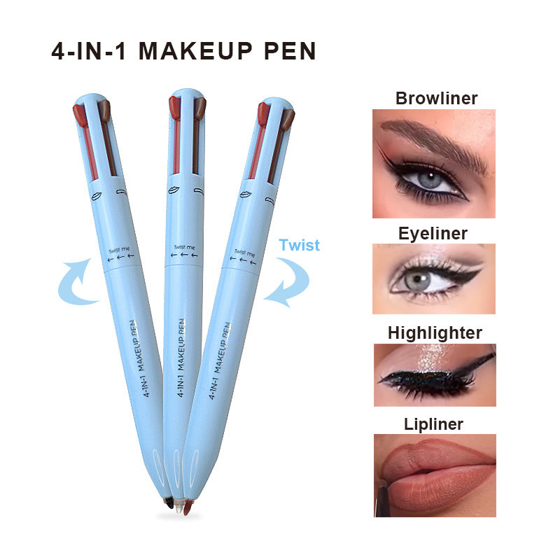 Pinceau cosmétique Liner quatre couleurs Highlighter Sourcils Eyeliner