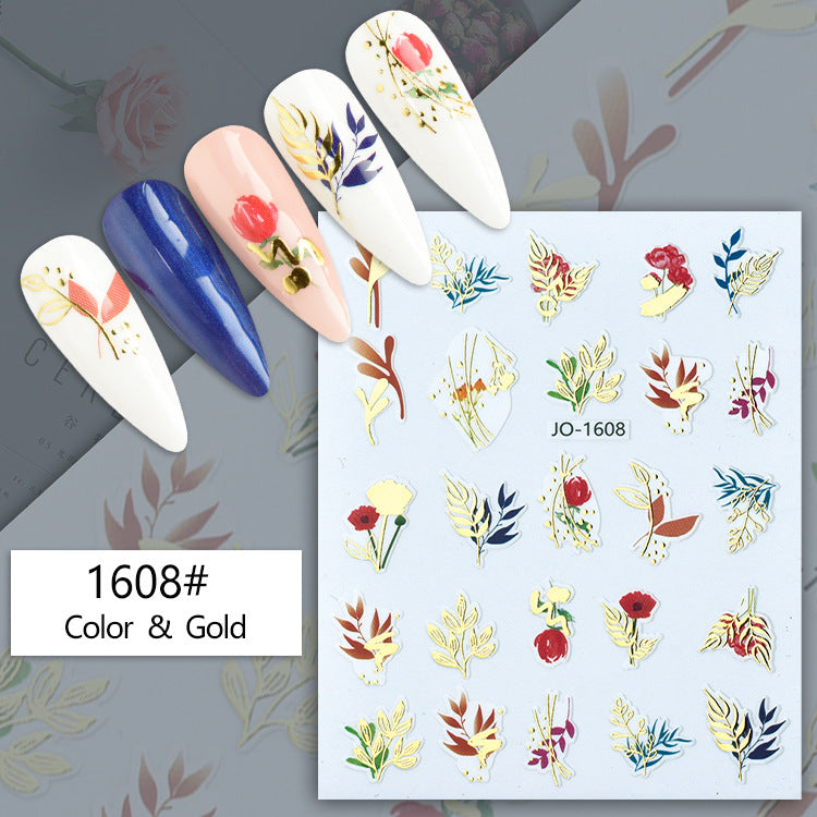 Geometric Abstract Gilding Leaves Color Hawaiian Nail Stickers