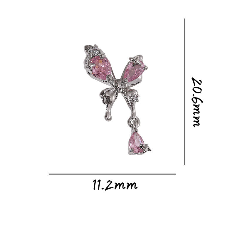 Light Luxury Liquid Butterfly Zircon With Diamond Three-dimensional Nail Care Nail Art