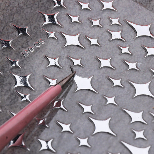 Manicure Hot Simple Sier Five-pointed Star Nail Stickers