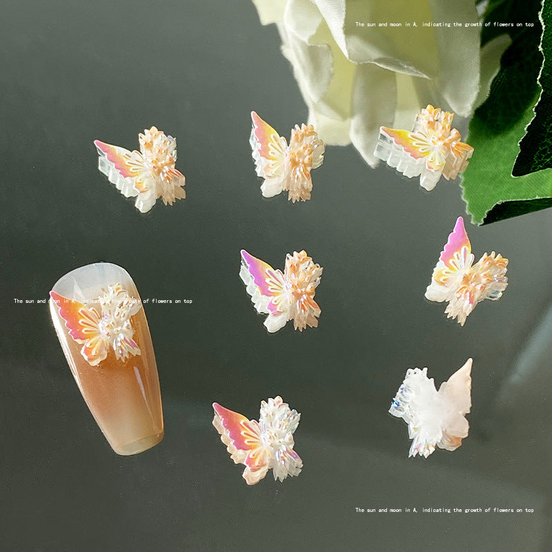 Papillon décoratif électrolytique Tulipe colorée lumineuse Soins des ongles Nail Art