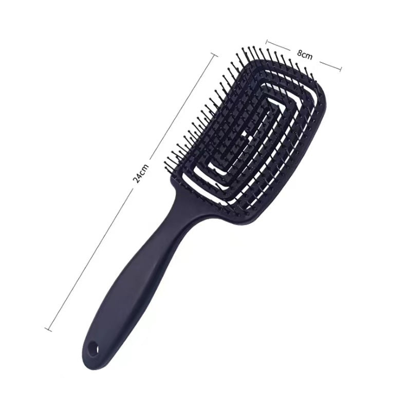 Hollow Large Curved Portable Elastic Wet Dry Hair Brushes & Combs