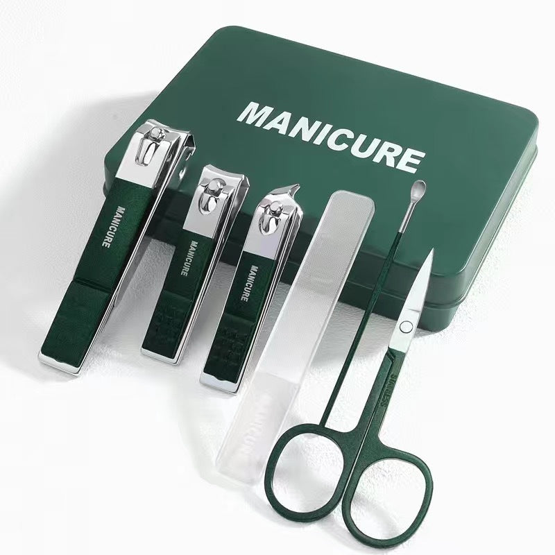 Ciseaux en acier Noir Grand coupe-ongles Ensemble d'outils à ongles portables