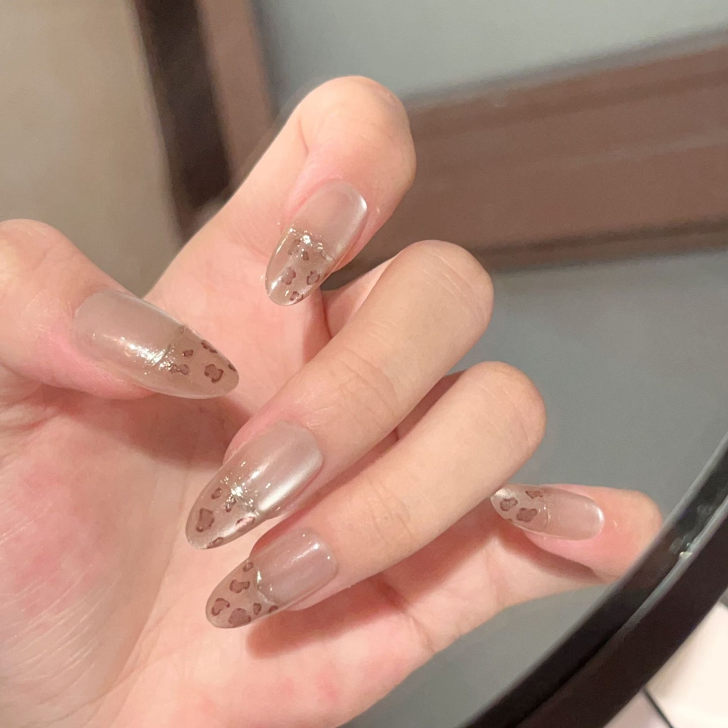 Faux ongles imprimé léopard français Nail Art national