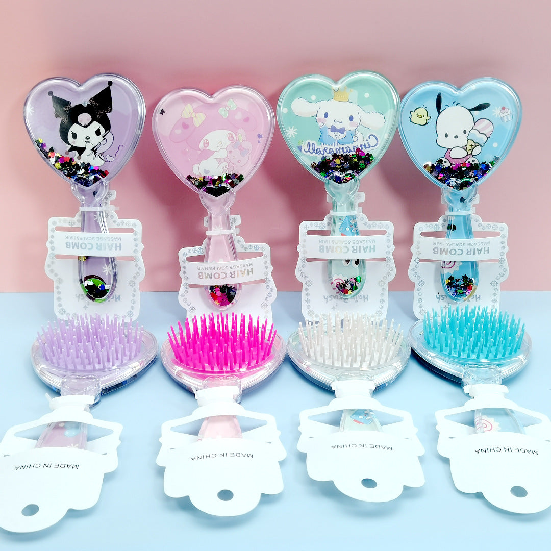 Brosses et peignes à cheveux pour enfants en forme de princesse des neiges et des glaces avec coussin d'air pour chat