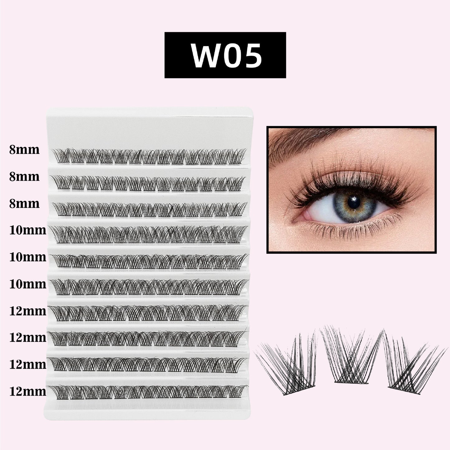 Tray Thick Curl Single Cluster Segmented False Lashes