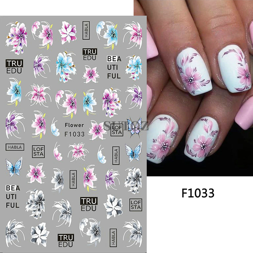 Fresh Rape Flower Snow Mowing Butterfly Nail Stickers