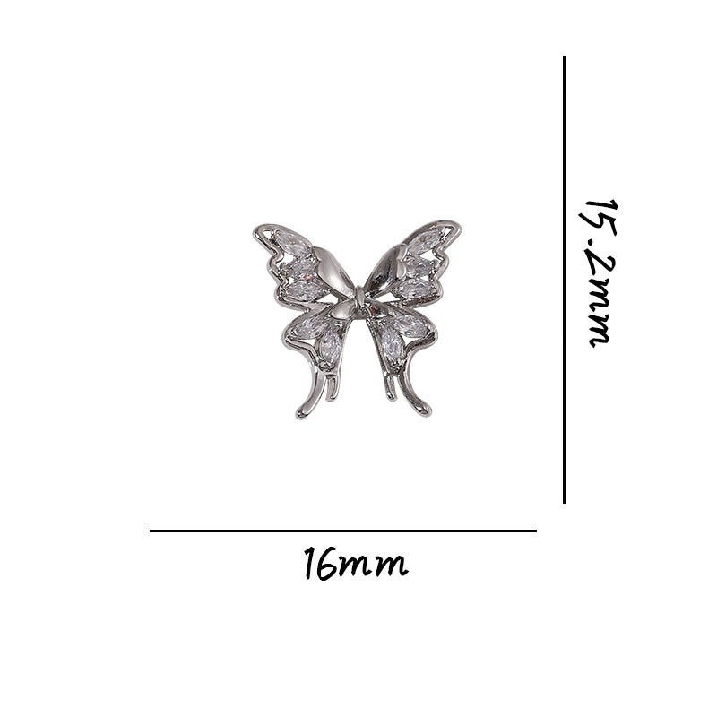 Light Luxury Liquid Butterfly Zircon With Diamond Three-dimensional Nail Care Nail Art