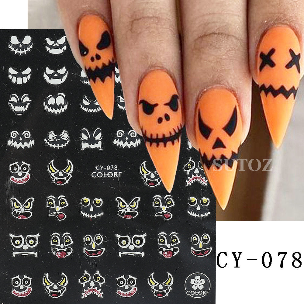 Luminous Thriller Spider Skull Ghost Party Nail Stickers