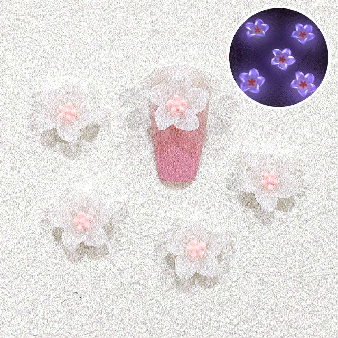 Ornement Pétunia Lumineux Résine Petite Fleur Couleur Soin des Ongles Nail Art