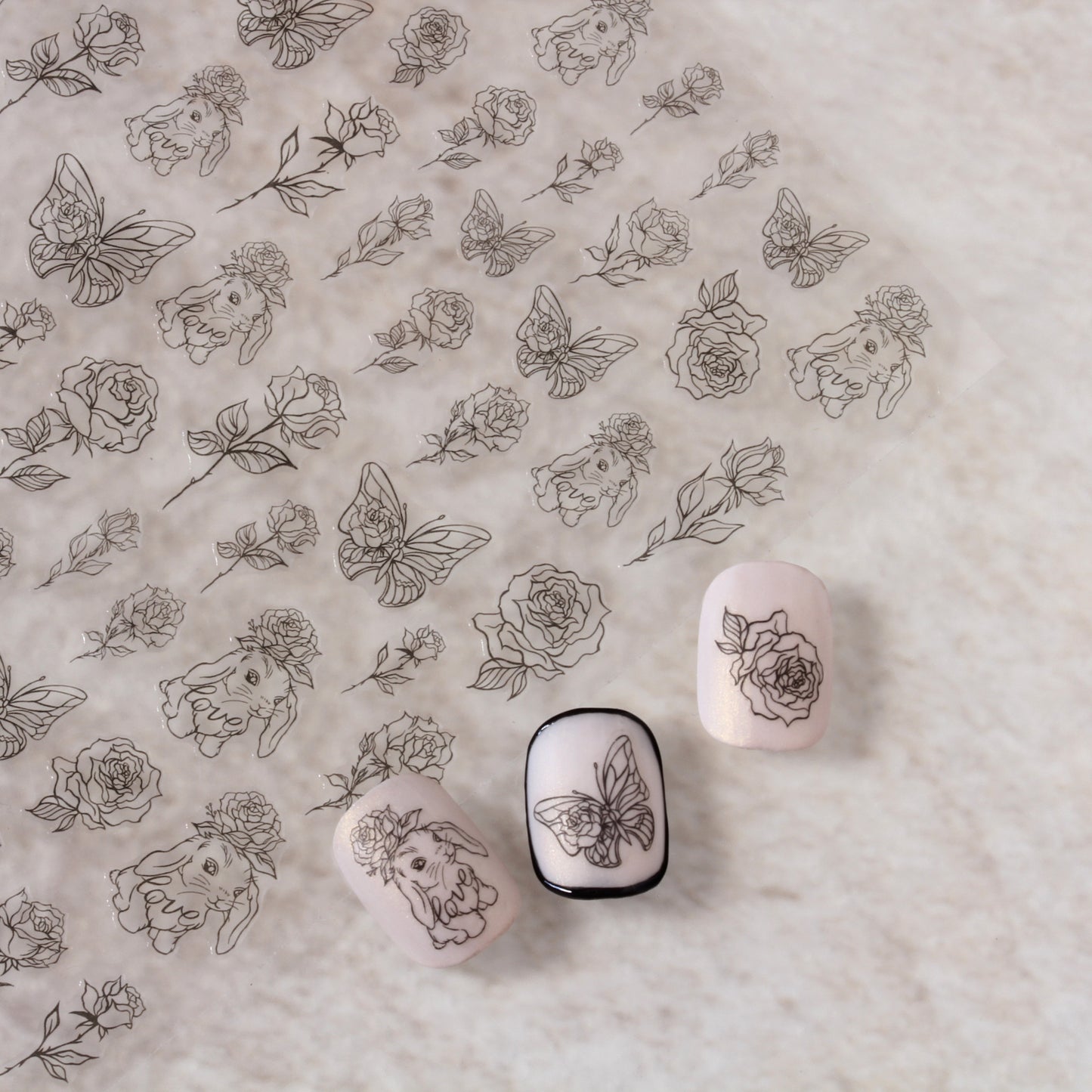 Liquid Butterfly Embossed Hollow Lines Fairy Nail Stickers