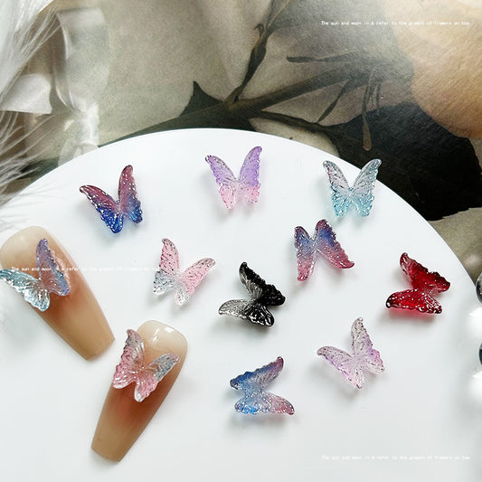 Flash Butterfly Ornament Two-color Luminous Small Nail Care Nail Art