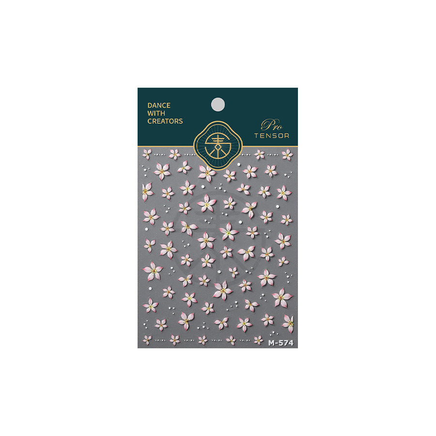 Luxury Little Flower Paper Pink Back Adhesive Nail Stickers