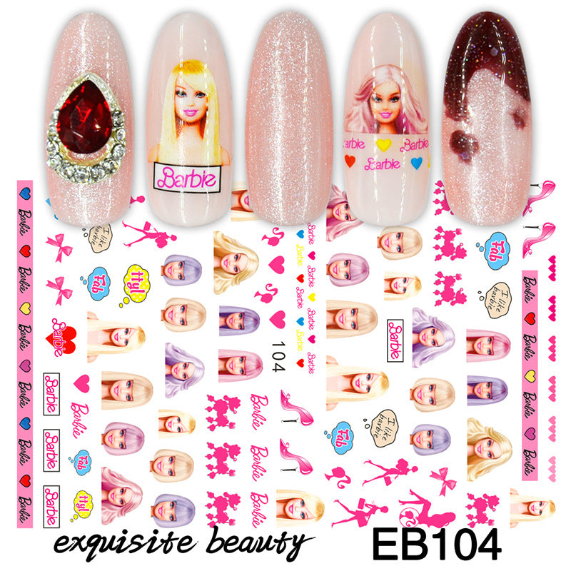 Paper Pink Blue Animation Image Cute Nail Stickers