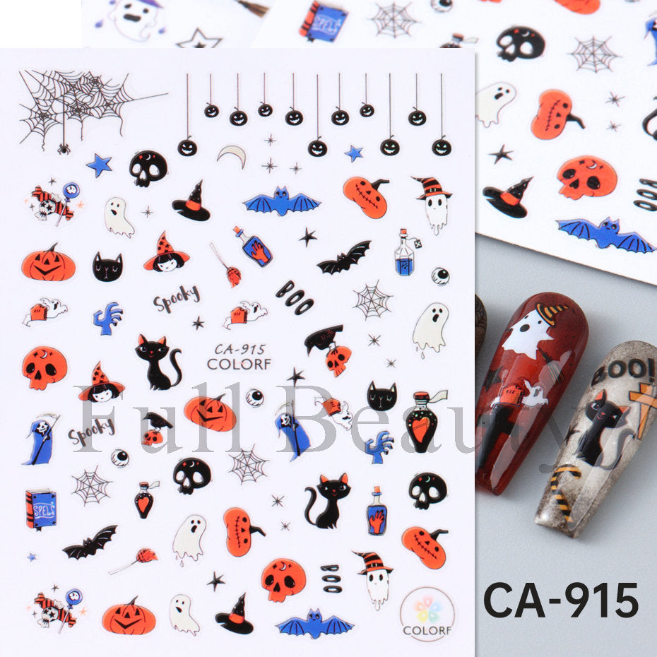 Halloween Pumpkin Head Bat Dark Cartoon Nail Stickers