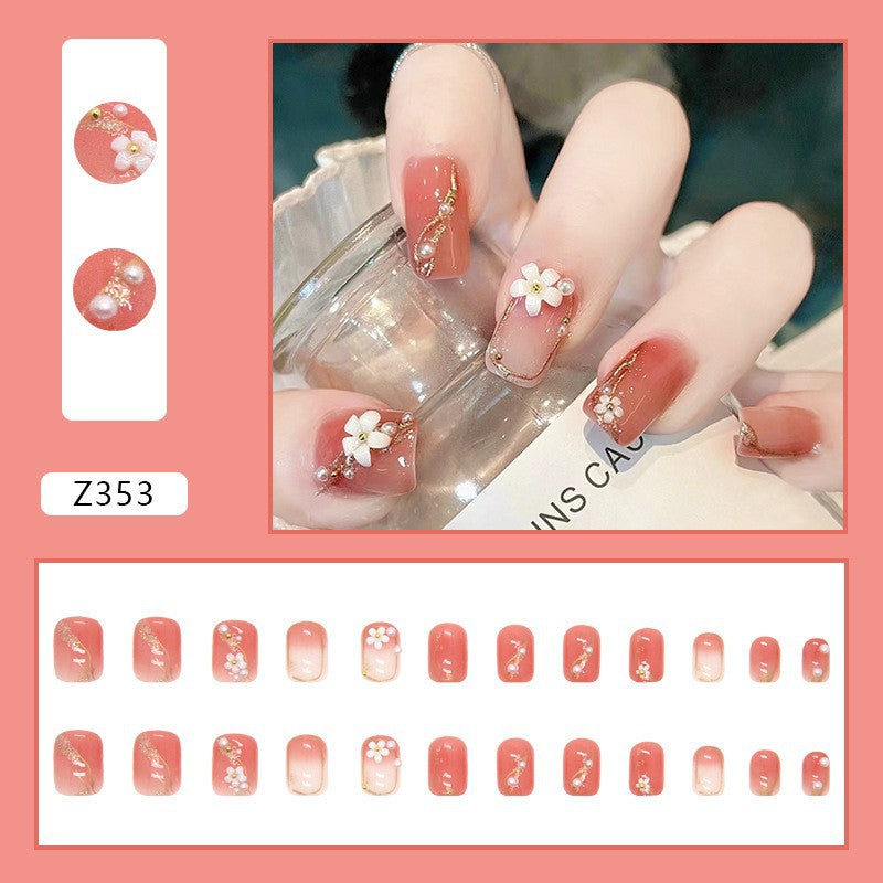 High-grade Short Fake Patch White French Nail Art