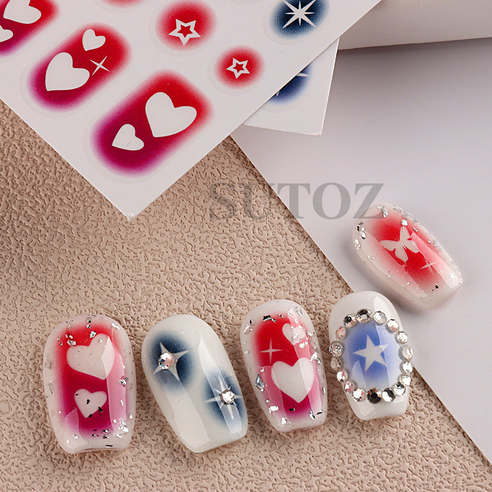 Potato Popular Simplicity Color Smudges Five-pointed Nail Stickers