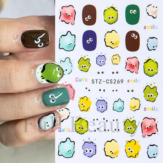 Funny Iti Monster Cartoon Cute Adhesive Nail Stickers